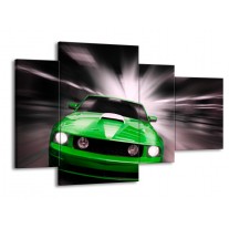 Canvas schilderij Mustang | Groen, Grijs | 120x75cm 4Luik