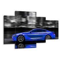 Canvas schilderij Auto | Blauw, Grijs | 120x75cm 4Luik