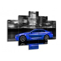 Canvas schilderij Auto | Blauw, Grijs | 150x105cm 5Luik