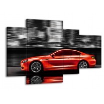 Canvas schilderij Auto | Rood, Grijs | 120x75cm 4Luik