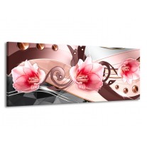 Canvas schilderij Bloem | Roze, Grijs | 145x58cm 1Luik