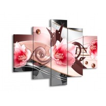 Glas schilderij Bloem | Roze, Grijs | 150x105cm 5Luik
