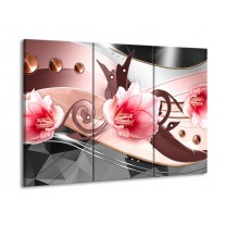 Glas schilderij Bloem | Roze, Grijs | 90x60cm 3Luik