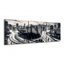 Glas schilderij Wolkenkrabber | Grijs, | 150x50cm 3Luik