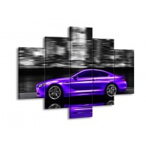 Canvas schilderij Auto | Paars, Grijs, Zwart | 150x105cm 5Luik