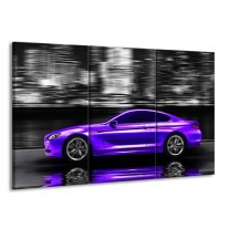 Canvas schilderij Auto | Paars, Grijs, Zwart | 165x100cm 3Luik