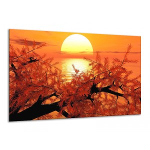 Canvas schilderij Natuur | Oranje, Geel, Zwart | 120x70cm 1Luik