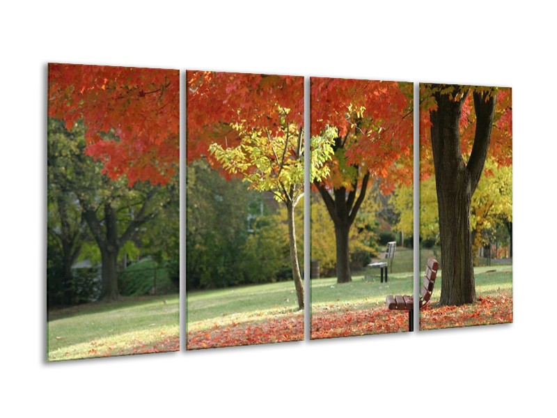 Canvas schilderij Park | Oranje, Geel, Groen | 160x80cm 4Luik