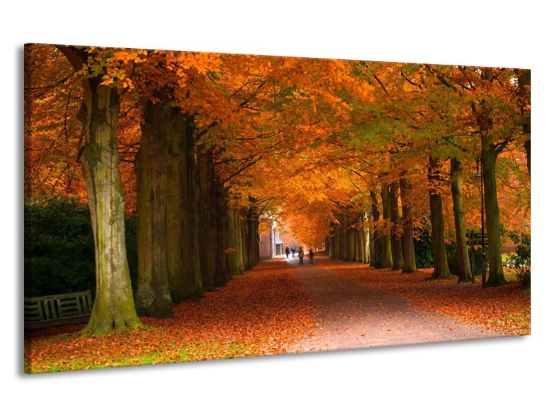 Canvas schilderij Herfst | Bruin, Oranje, Groen | 190x100cm 1Luik