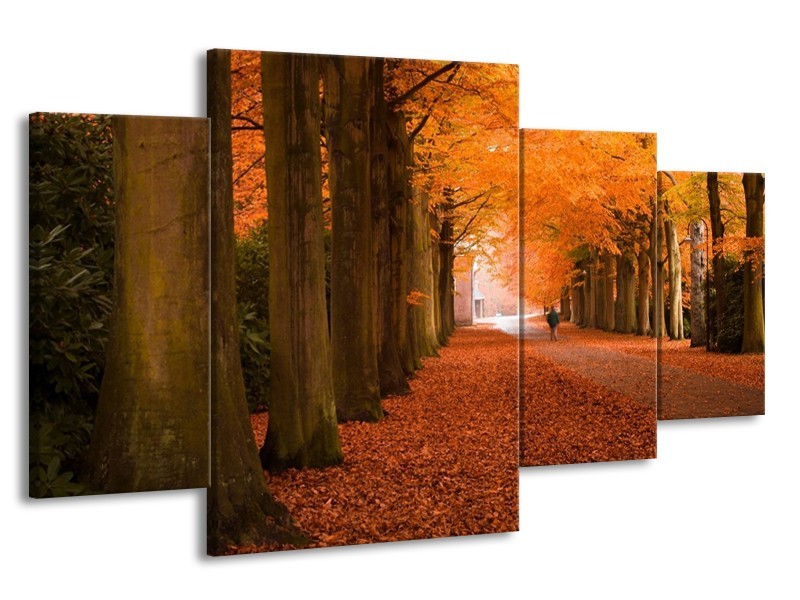 Glas schilderij Herfst | Oranje, Bruin, Groen | 160x90cm 4Luik