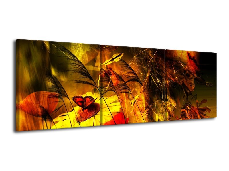 Glas schilderij Lente | Bruin, Rood, Zwart | 120x40cm 3Luik