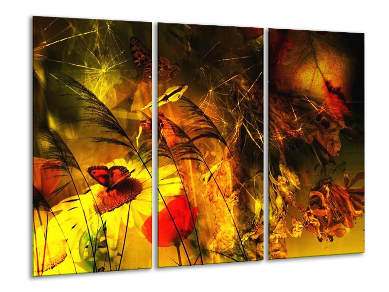 Canvas schilderij Lente | Bruin, Rood, Zwart | 120x80cm 3Luik