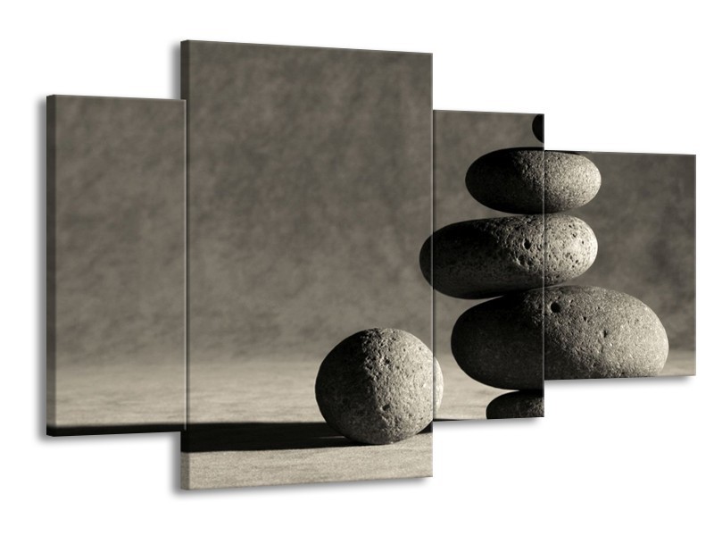 Canvas schilderij Stenen | Zwart, Grijs, Wit | 120x75cm 4Luik
