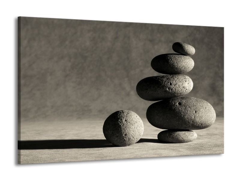 Canvas schilderij Stenen | Zwart, Grijs, Wit | 140x90cm 1Luik