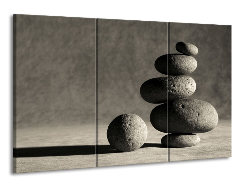Canvas schilderij Stenen | Zwart, Grijs, Wit | 165x100cm 3Luik