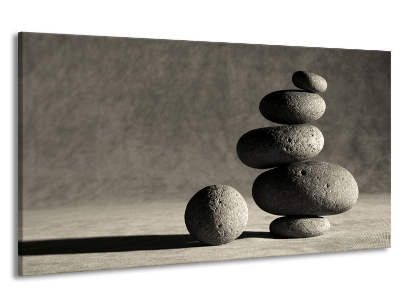 Canvas schilderij Stenen | Zwart, Grijs, Wit | 190x100cm 1Luik