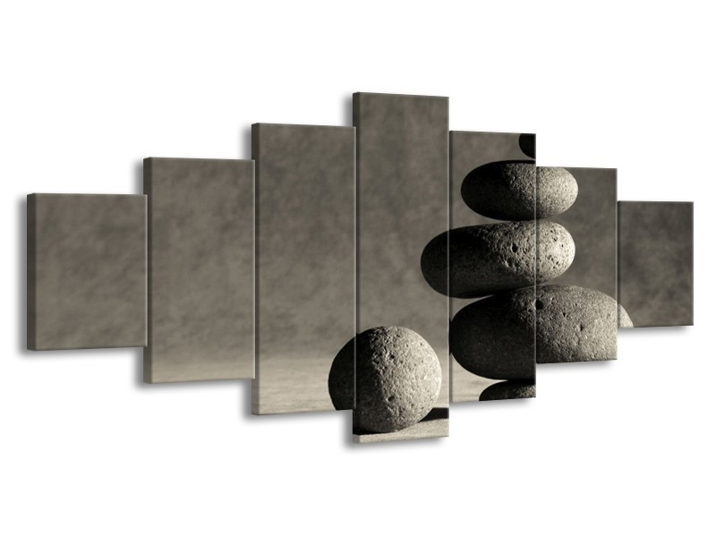 Canvas schilderij Stenen | Zwart, Grijs, Wit | 210x100cm 7Luik