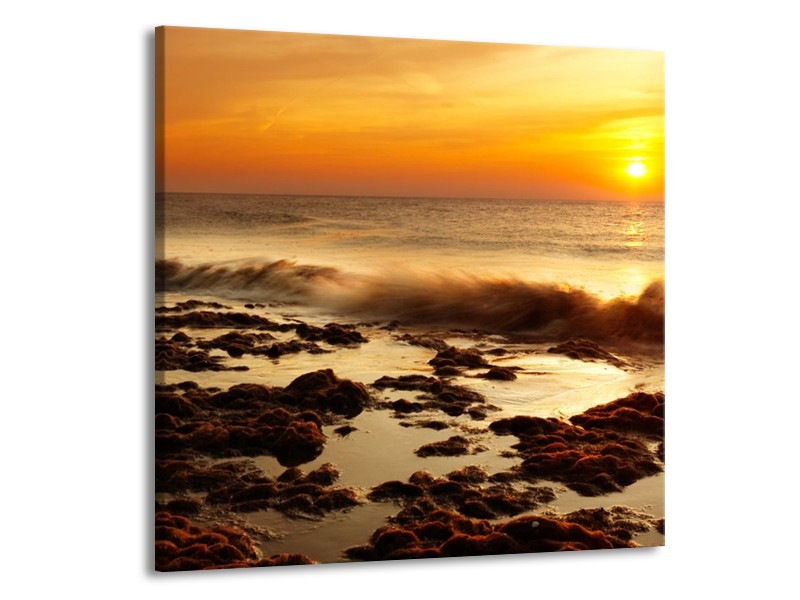 Canvas schilderij Zee | Bruin, Geel, Oranje | 50x50cm 1Luik
