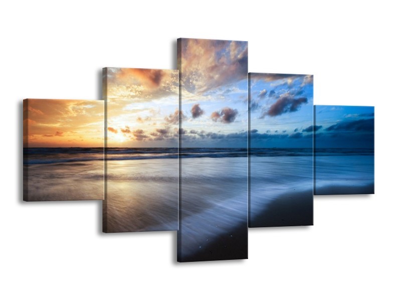 Glas schilderij Zee | Blauw, Geel, Wit | 125x70cm 5Luik