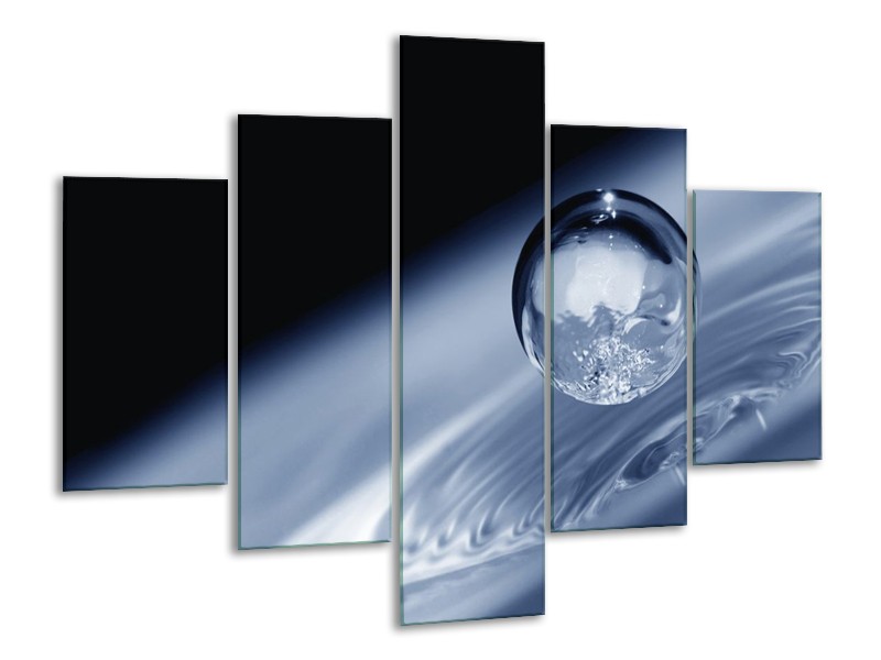 Glas schilderij Druppel | Grijs, Zwart, Wit | 100x70cm 5Luik