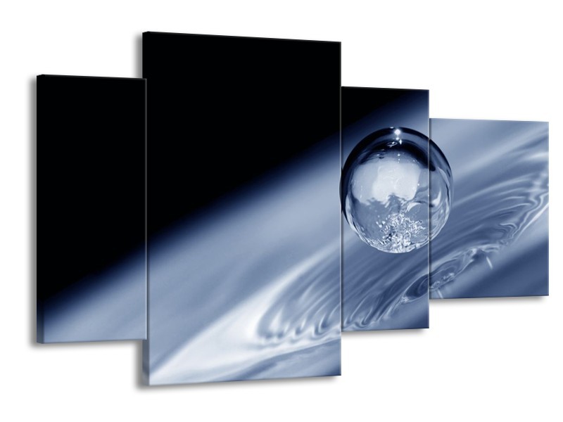 Glas schilderij Druppel | Grijs, Zwart, Wit | 120x75cm 4Luik