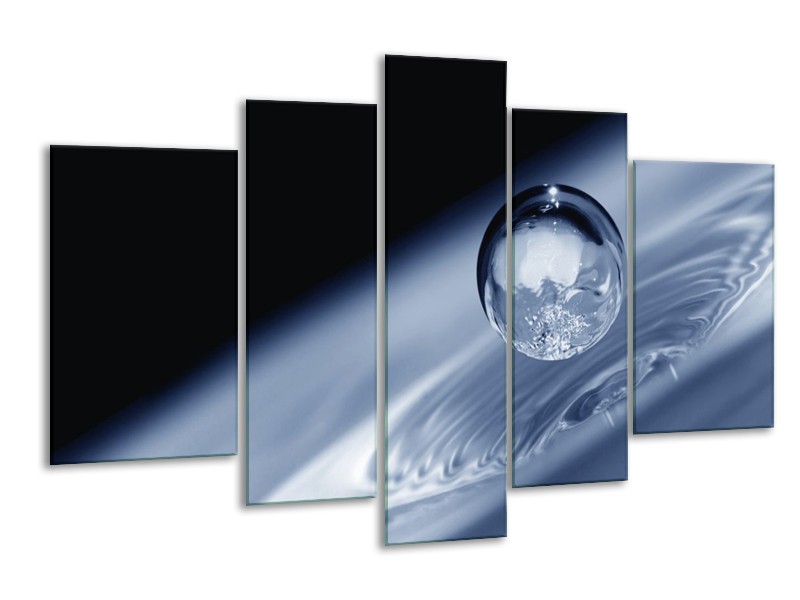 Glas schilderij Druppel | Grijs, Zwart, Wit | 170x100cm 5Luik