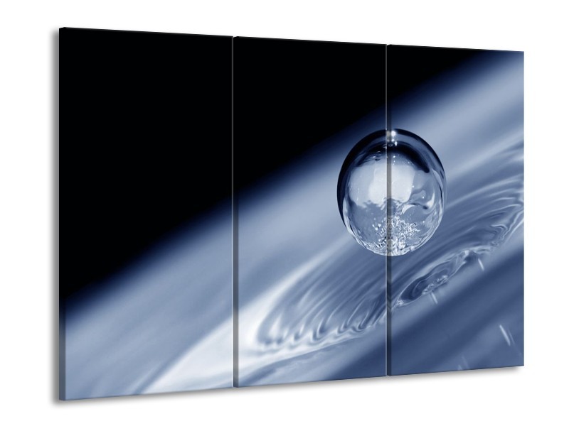 Glas schilderij Druppel | Grijs, Zwart, Wit | 90x60cm 3Luik