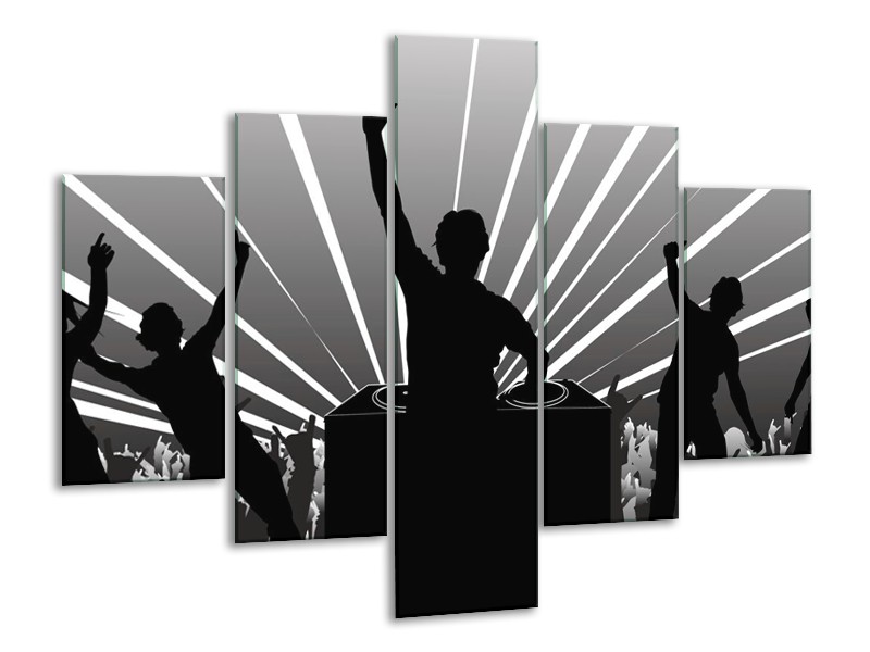 Glas schilderij Muziek | Grijs, Zwart, Wit | 100x70cm 5Luik