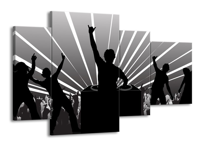 Glas schilderij Muziek | Grijs, Zwart, Wit | 120x75cm 4Luik