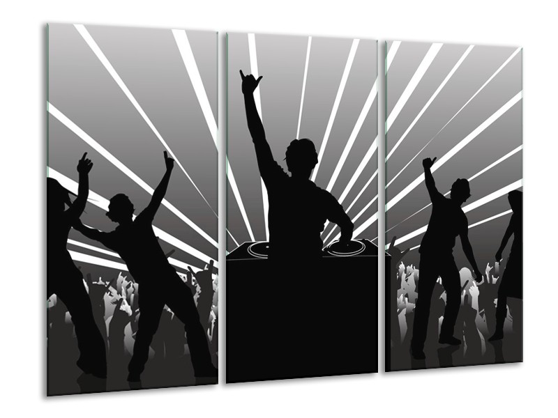 Canvas schilderij Muziek | Grijs, Zwart, Wit | 120x80cm 3Luik