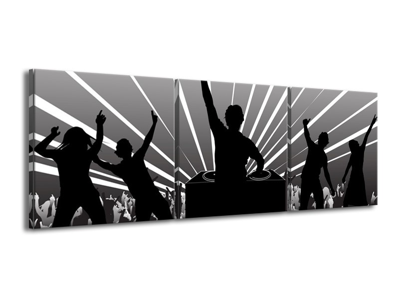 Glas schilderij Muziek | Grijs, Zwart, Wit | 150x50cm 3Luik