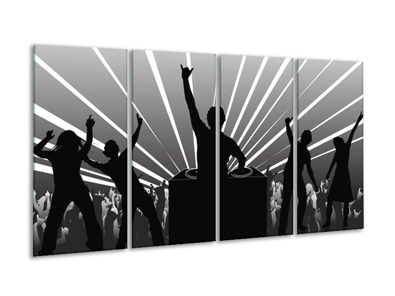 Glas schilderij Muziek | Grijs, Zwart, Wit | 160x80cm 4Luik