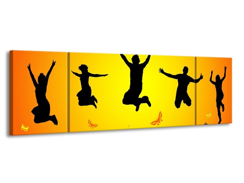 Canvas schilderij Dansen | Geel, Zwart, | 170x50cm 3Luik