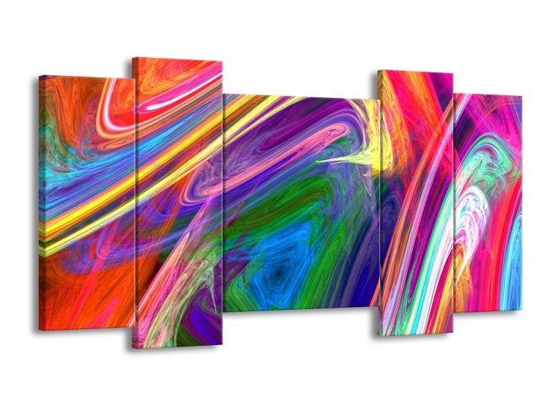 Glas schilderij Kleurrijk | Groen, Paars, Geel | 120x65cm 5Luik
