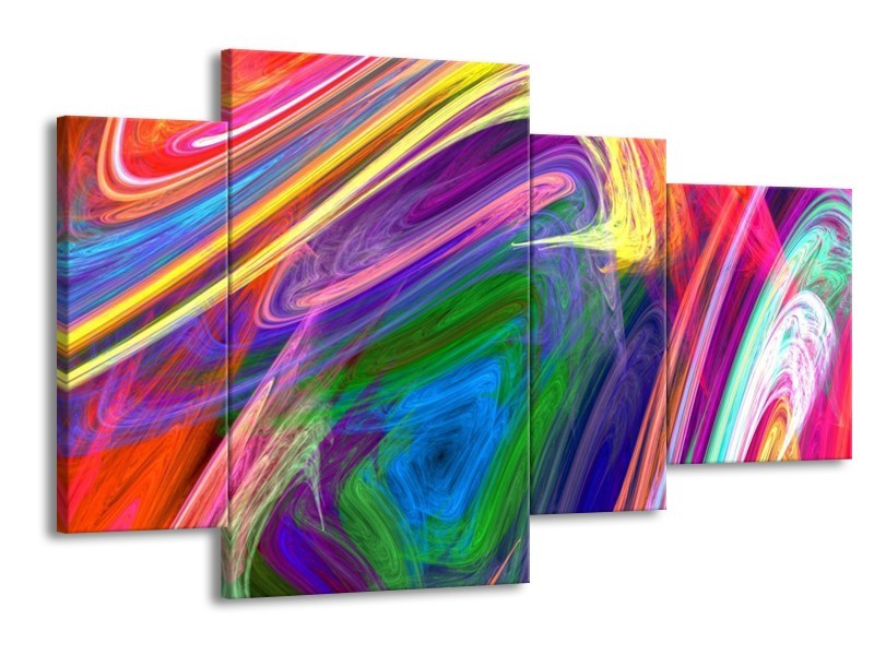 Glas schilderij Kleurrijk | Groen, Paars, Geel | 120x75cm 4Luik