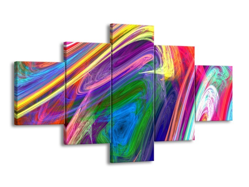 Glas schilderij Kleurrijk | Groen, Paars, Geel | 125x70cm 5Luik