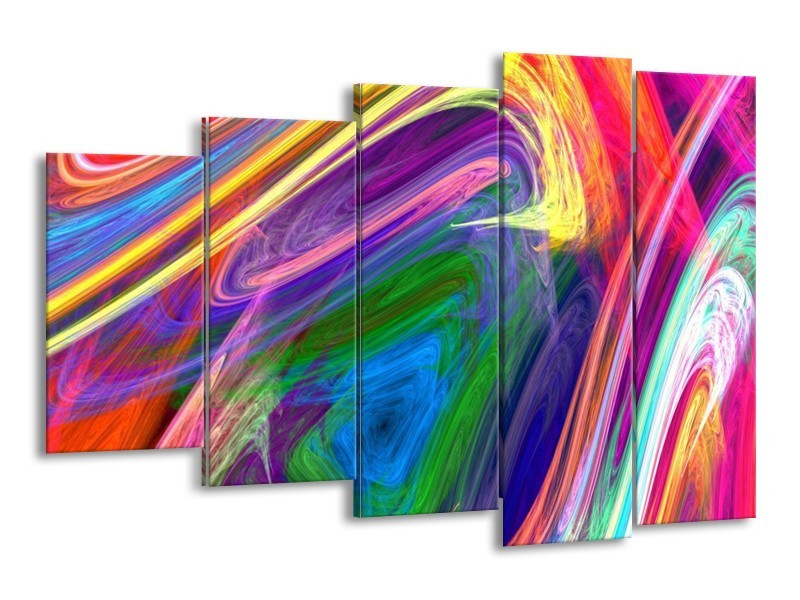 Canvas schilderij Kleurrijk | Groen, Paars, Geel | 150x100cm 5Luik