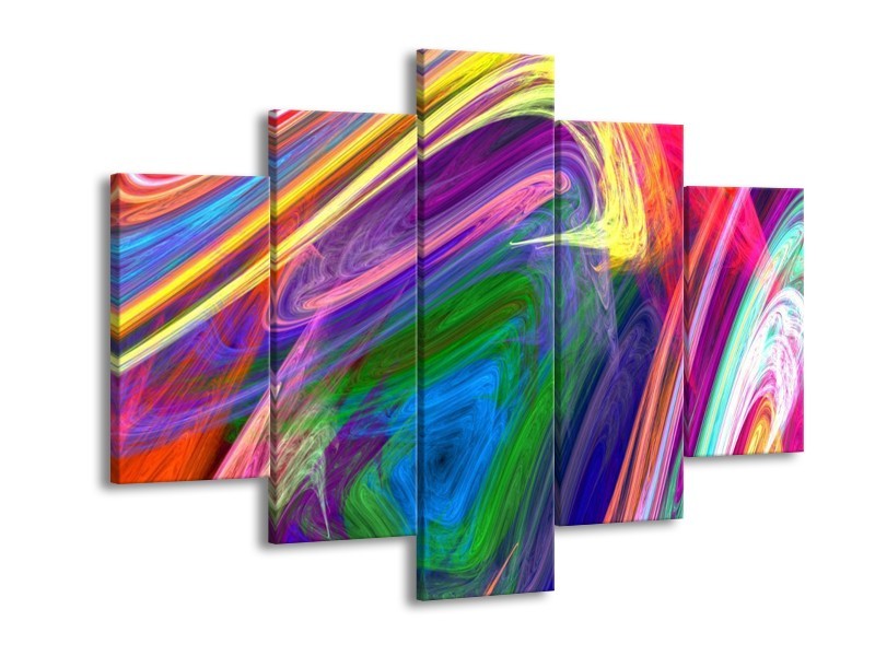 Glas schilderij Kleurrijk | Groen, Paars, Geel | 150x105cm 5Luik