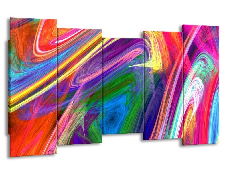 Glas schilderij Kleurrijk | Groen, Paars, Geel | 150x80cm 5Luik
