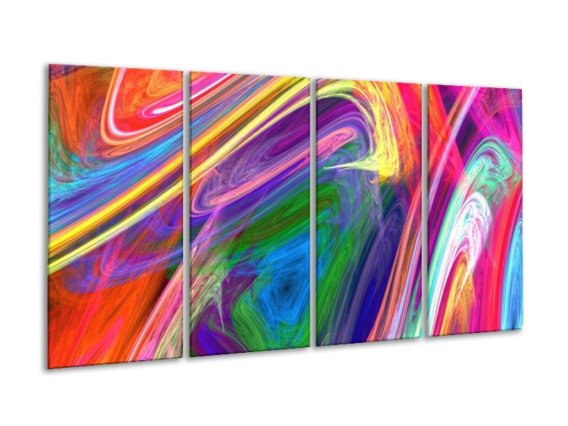 Canvas schilderij Kleurrijk | Groen, Paars, Geel | 160x80cm 4Luik
