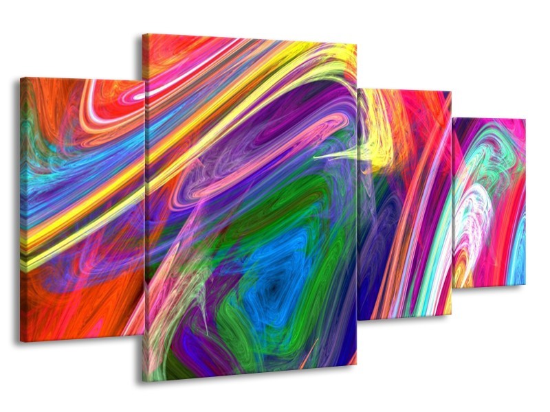 Glas schilderij Kleurrijk | Groen, Paars, Geel | 160x90cm 4Luik