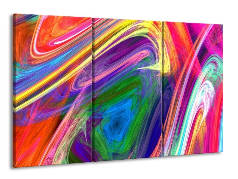 Glas schilderij Kleurrijk | Groen, Paars, Geel | 165x100cm 3Luik