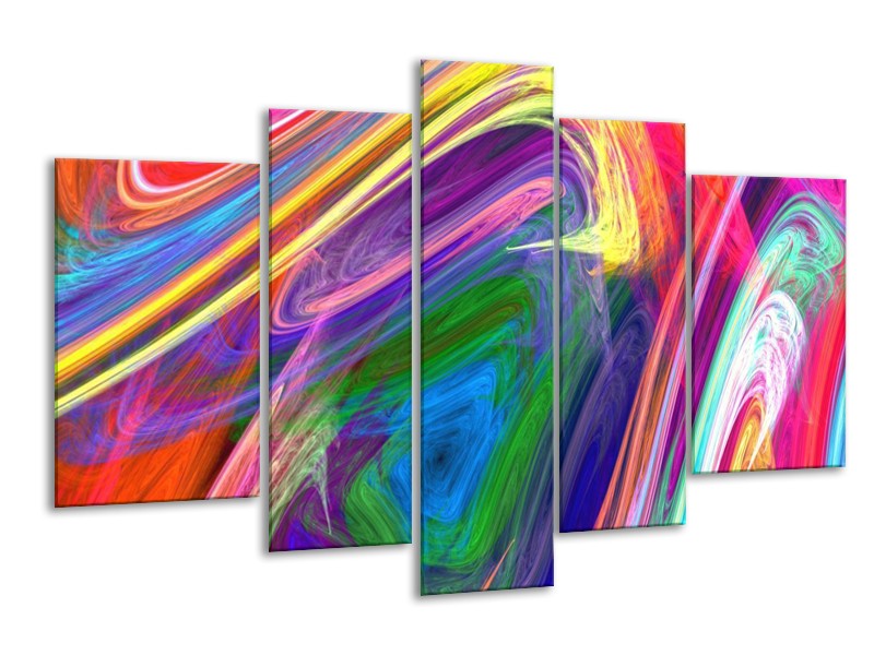 Glas schilderij Kleurrijk | Groen, Paars, Geel | 170x100cm 5Luik
