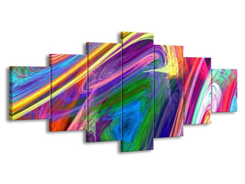 Glas schilderij Kleurrijk | Groen, Paars, Geel | 210x100cm 7Luik