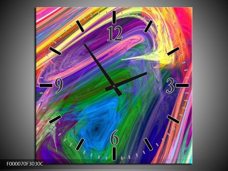 Klok schilderij Kleurrijk | Groen, Paars, Geel | 30x30cm 1Luik