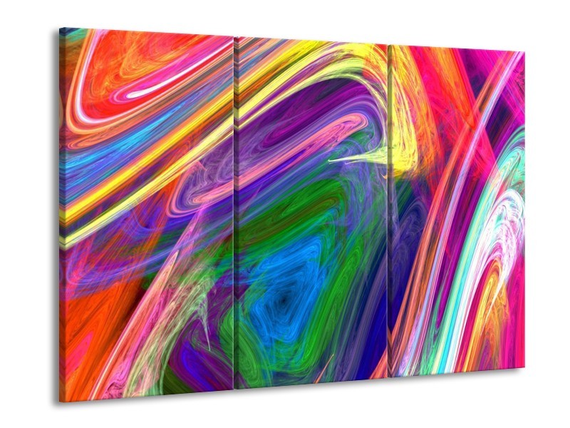 Glas schilderij Kleurrijk | Groen, Paars, Geel | 90x60cm 3Luik