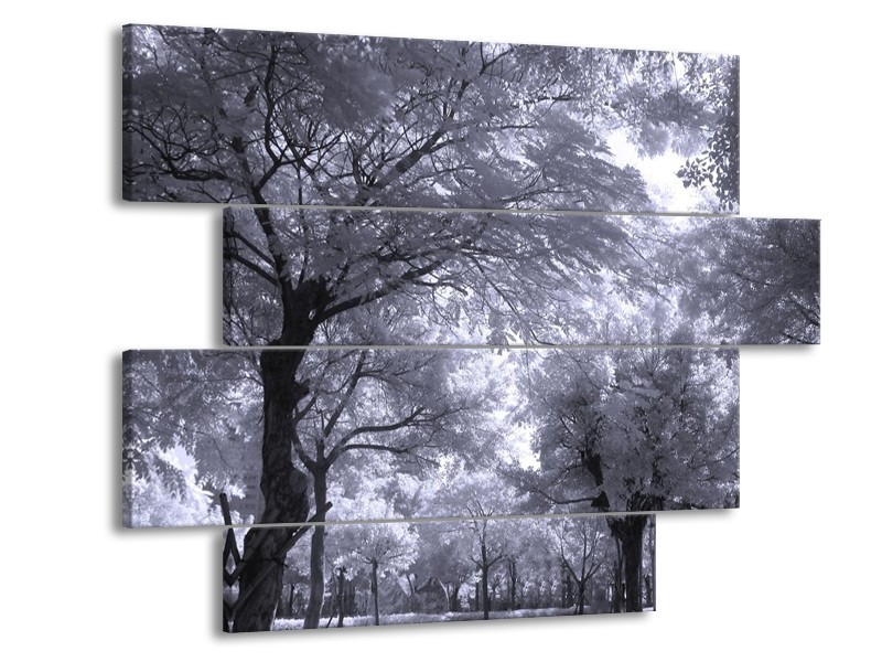 Glas schilderij Bomen | Wit, Zwart, Grijs | 115x85cm 4Luik