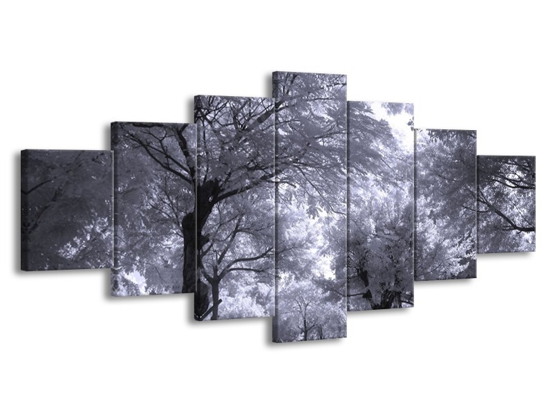 Canvas schilderij Bomen | Wit, Zwart, Grijs | 210x100cm 7Luik