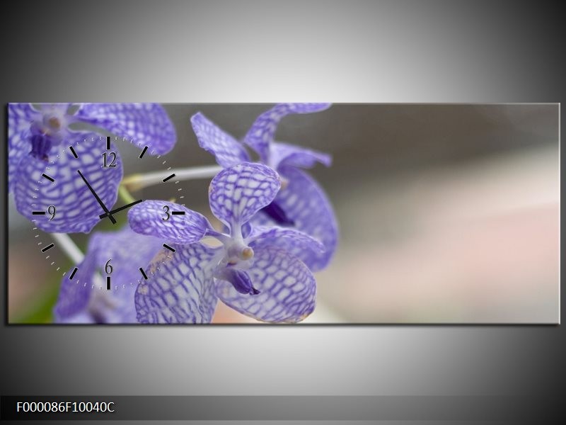 Klok schilderij Orchidee | Blauw, Wit, Grijs | 100x40cm 1Luik