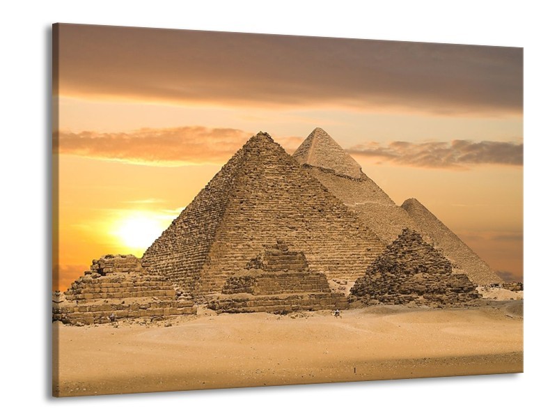 Canvas schilderij Piramide | Geel, Crème, Bruin | 100x70cm 1Luik